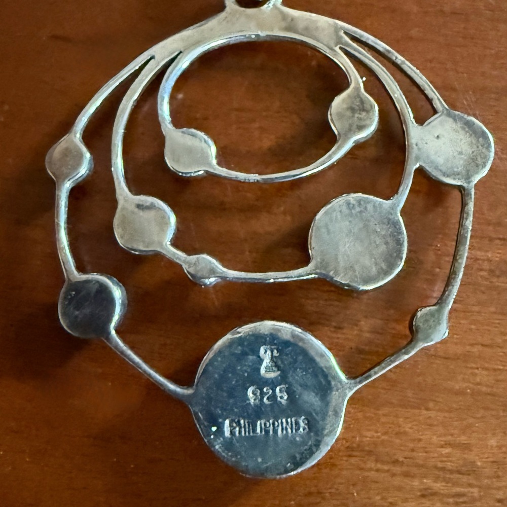 A Turquoise Network Pendant- Colorful Planetary Pendant made of Sterling Silver - Picture 4 of 8